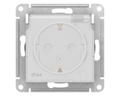 Механизм розетки 1-м СП ATLAS DESIGN AQUA с заземл. защ. шторки с защ. крышкой 16А IP44 бел. SchE ATN440146