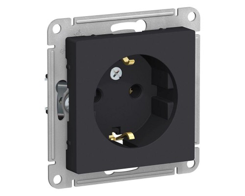Механизм розетки 1-м СП ATLAS DESIGN с заземл. 16А карбон SchE ATN001043