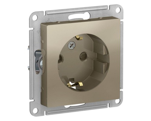Механизм розетки 1-м СП ATLAS DESIGN с заземл. защ. шторки 16А шампань SchE ATN000545