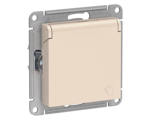 Механизм розетки 1-м СП ATLAS DESIGN с заземл. защ. шторки с защ. крышкой 16А IP20 беж. SchE ATN000246