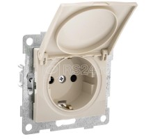 Механизм розетки 1-м СП Bravo 16А 250В защит. шторки с заземл. и крышкой беж. GUSI С10Р91-003