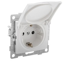 Механизм розетки 1-м СП Bravo 16А 250В защит. шторки с заземл. и крышкой бел. GUSI С10Р91-001