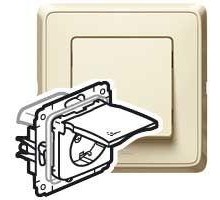 Механизм розетки 1-м СП Cariva 2К+3 16А 250В защ. шторки с заземл. IP44 сл. кость Leg 773745