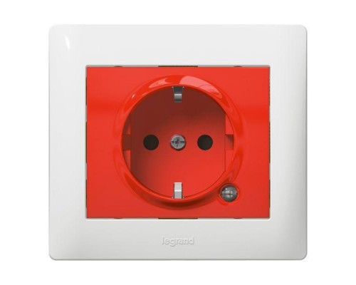 Механизм розетки 1-м СП Galea Life с индик. защ. шторки нем. станд. с заземл. красн. Leg 771046