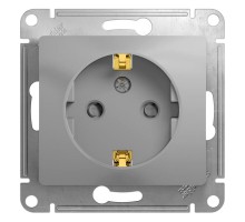 Механизм розетки 1-м СП Glossa 16А защ. шторки с заземл. алюм. SchE GSL000345