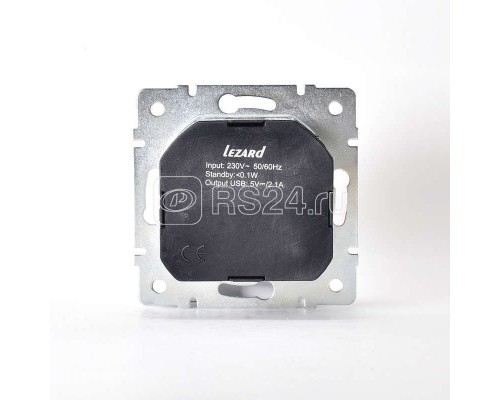 Механизм розетки 1-м СП KARINA 16А с з/к + USB разъем черн. бархат LEZARD 707-4288-181
