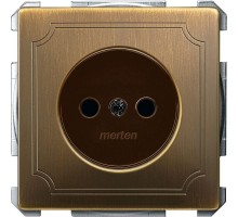 Механизм розетки 1-м СП Merten 16А IP20 защ. шторки без заземл. ант. латунь SchE MTN2000-4143