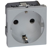 Механизм розетки 1-м СП Mosaic New 2мод. с заземл. алюм. Leg 079213