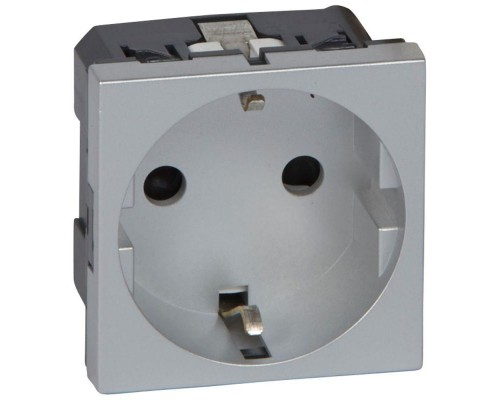 Механизм розетки 1-м СП Mosaic New 2мод. с заземл. алюм. Leg 079213