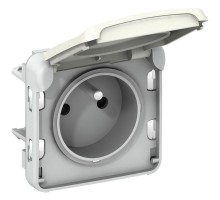 Механизм розетки 1-м СП Plexo защ. шторки с заземл. IP55 бел. Leg 069621