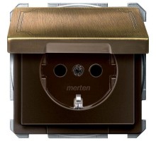 Механизм розетки 1-м СП Schuko Merten с защ. крышкой защ. шторки с заземл. антич. латунь SchE MTN2310-4143