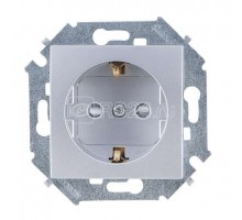 Механизм розетки 1-м СП Simon15 с заземл. алюм. Simon 1591432-033