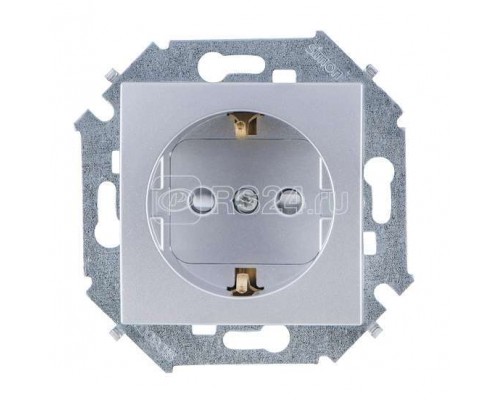 Механизм розетки 1-м СП Simon15 с заземл. алюм. Simon 1591432-033