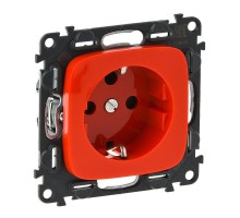 Механизм розетки 1-м СП Valena Allure 16А IP20 250В 2К+З с лиц. панелью с мех. блокировкой защ. шторки безвинт. зажимы красн. Leg 753132