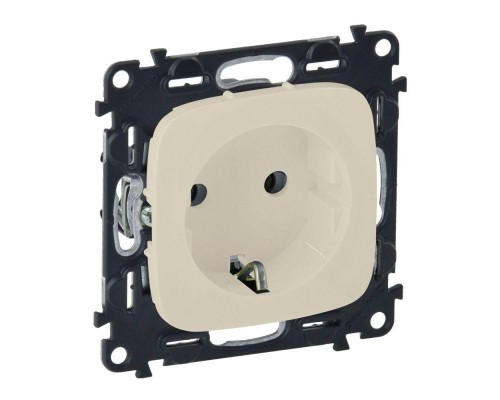 Механизм розетки 1-м СП Valena Allure 16А IP20 250В 2К+З с лиц. панелью защ. шторки винт. зажимы сл. кость Leg 753824