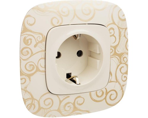 Механизм розетки 1-м СП Valena Allure 16А IP2X 250В 2К+З с лиц. панелью безвинт. зажимы сл. кость Leg 753821