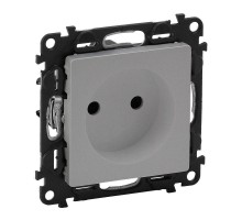 Механизм розетки 1-м СП Valena Life 16А IP20 250В 2К с лиц. панелью защ. шторки безвинт. зажимы алюм. Leg 753616