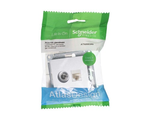 Механизм розетки 2-м ATLAS DESIGN комп. RJ45 кат.5E+TV алюм. SchE ATN000389