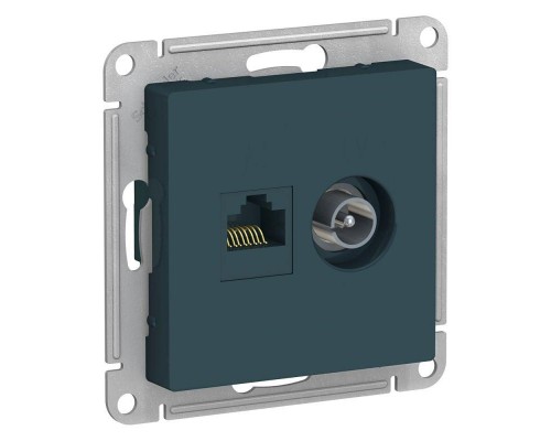 Механизм розетки 2-м ATLAS DESIGN комп. RJ45 кат.5E+TV изумруд SchE ATN000889