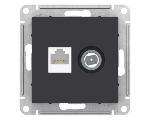 Механизм розетки 2-м ATLAS DESIGN комп. RJ45 кат.5E+TV карбон SchE ATN001089