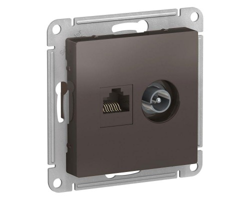 Механизм розетки 2-м ATLAS DESIGN комп. RJ45 кат.5E+TV мокко SchE ATN000689