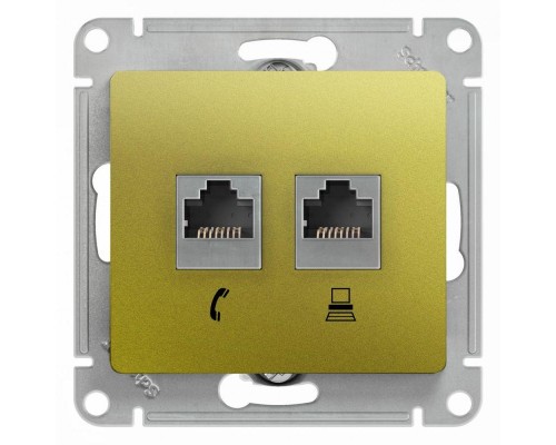 Механизм розетки 2-м Glossa RJ11+RJ45 кат.5е фисташк. SchE GSL001085