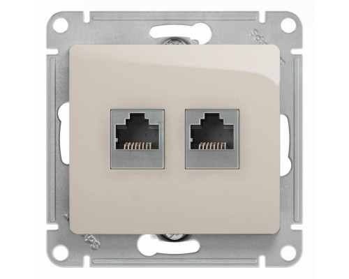Механизм розетки 2-м Glossa RJ11+RJ45 кат.5е молочн. SchE GSL000985