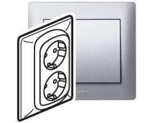Механизм розетки 2-м СП Galea Life 2х2К+З алюм. Leg 771330