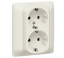 Механизм розетки 2-м СП Galea Life 2х2К+З с защ. шторками перламутр Leg 771531