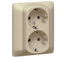 Механизм розетки 2-м СП Galea Life 2х2К+З с защ. шторками титан Leg 771431