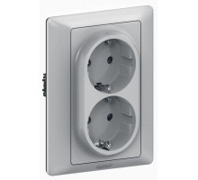 Механизм розетки 2-м СП Valena Life 16А IP20 250В 2х2К+З с лиц. панелью защ. шторки безвинт. зажимы алюм. Leg 753626