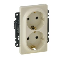 Механизм розетки 2-м СП Valena Life 16А IP20 250В 2х2К+З с лиц. панелью защ. шторки безвинт. зажимы сл. кость Leg 753526