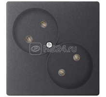 Механизм розетки 2х2К без защ. шторок Simon24 графит 2450457-038