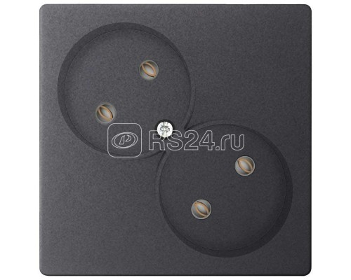 Механизм розетки 2х2К без защ. шторок Simon24 графит 2450457-038