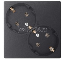 Механизм розетки 2х2К+З Schuko без защ. шторок Simon24 графит 2450459-038