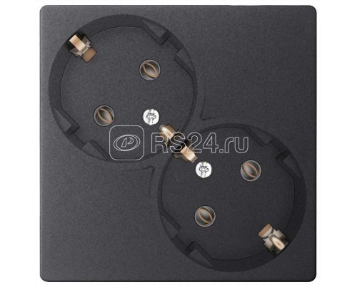 Механизм розетки 2х2К+З Schuko без защ. шторок Simon24 графит 2450459-038
