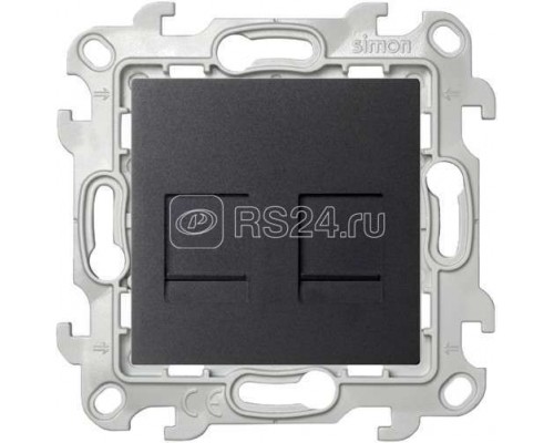 Механизм розетки 2хRJ45 кат. 5е UTP Simon24 графит 2450593-038