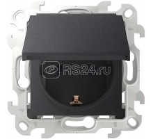 Механизм розетки 2К+З Schuko IP44 Simon24 графит 2450448-038