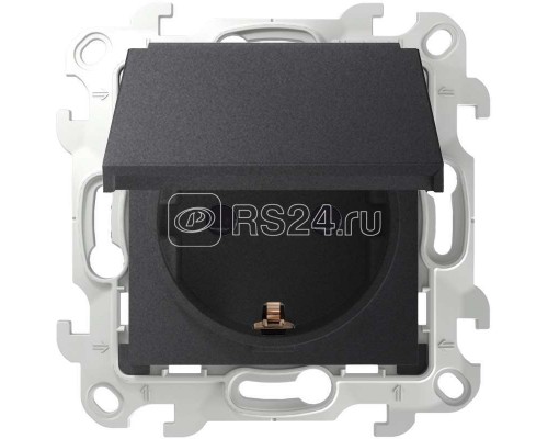 Механизм розетки 2К+З Schuko IP44 Simon24 графит 2450448-038