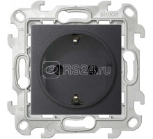 Механизм розетки 2К+З Schuko с защ. шторками Simon24 графит 2450432-038