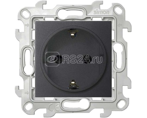Механизм розетки 2К+З Schuko с защ. шторками Simon24 графит 2450432-038