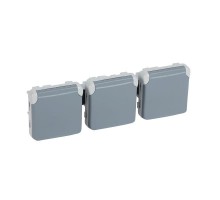 Механизм розетки 3-м СП Plexo горизонт. с защ. крышкой с заземл. IP55 сер. Leg 069578