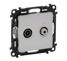 Механизм розетки TV-SAT оконечной Valena Life 2 выхода 10дБ 5-862МГц/950-2400МГц с лиц. панелью алюм. Leg 753662