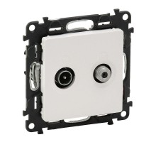 Механизм розетки TV-SAT проходной Valena Life 2 выхода 1.5дБ/14дБ 5-862МГц/950-2400МГц с лиц. панелью бел. Leg 753463