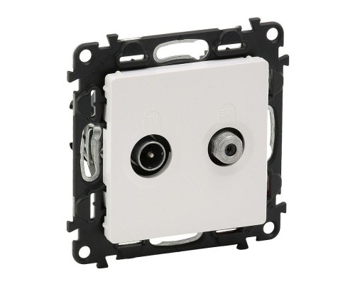 Механизм розетки TV-SAT проходной Valena Life 2 выхода 1.5дБ/14дБ 5-862МГц/950-2400МГц с лиц. панелью бел. Leg 753463