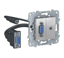 Механизм розетки UNICA NEW HD15 + Minijack алюм. SchE NU593230