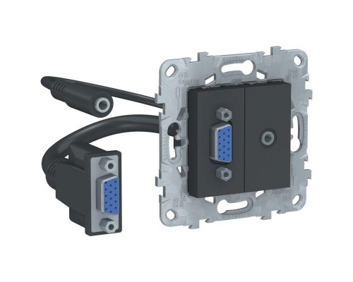 Механизм розетки UNICA NEW HD15 + Minijack антрацит SchE NU593254