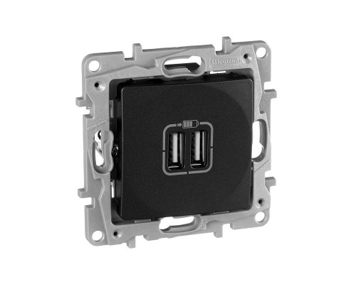 Механизм розетки USB 1-м СП Etika 2мод. 240В/5В 2400мА антрацит Leg 672694