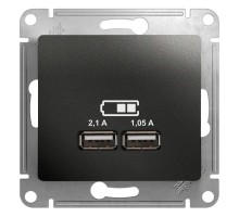 Механизм розетки USB 1-м СП Glossa 5В/2100мА 2х5В/1050мА антрацит SchE GSL000733