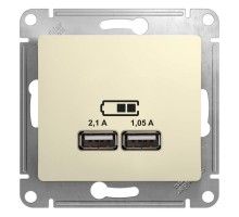 Механизм розетки USB 1-м СП Glossa 5В/2100мА 2х5В/1050мА беж. SchE GSL000233